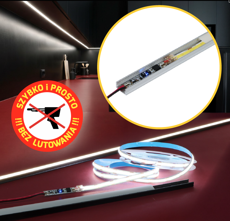 Wyłącznik XC60 do profili LED ze złączką UNI – wersja bez przewodu. Wyłącznik w profilu LED.